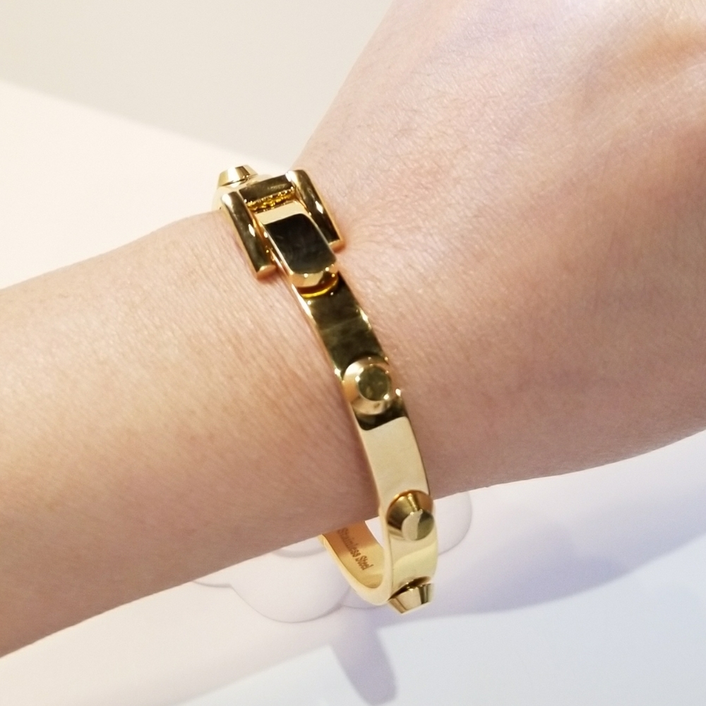 18K Gold Plated Belt Buckle Bangle Bracelet NEW - Picture 7 of 8